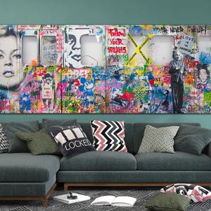 POP ART Subway Graffiti Art Print Brainwash Canvas Print Urban Wall Art Print Extra Large Wall Art Pop Art Canvas Print Street Art