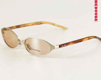 Y2K Office Siren Gold Narrow Oval Sunglasses Vintage Bookish UV Protection Eyeglasses