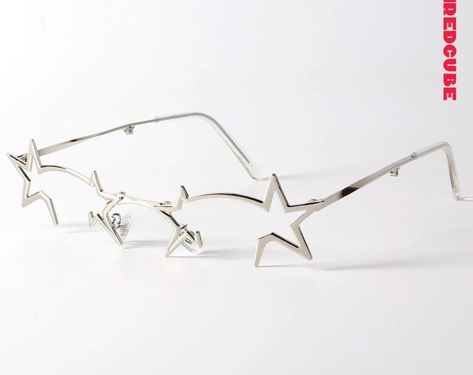 Futuristic Y2K Foldable Metal Sunglasses Retro Avant-Garde Glasses Rave Party Cosmic Glasses