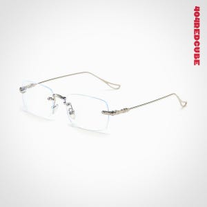 Gothic Rimless Chrome Metal Glasses Intellectual Modern Academia Frames Unisex Unique Eyeglasses for Men