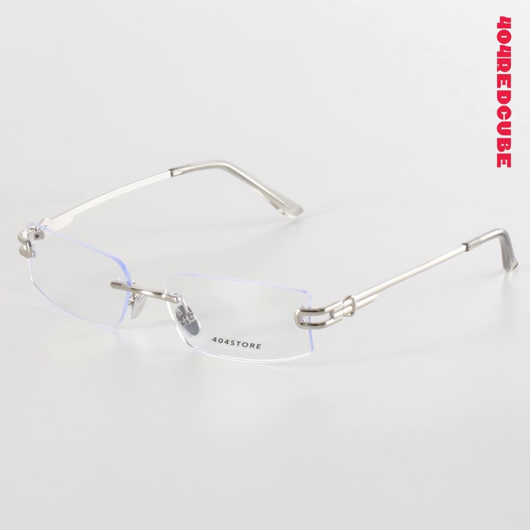 Halves Rims Rectangle Y2K Metal Rimless Rectangle Eyeglasses Narrow Futuristic Square Half ...