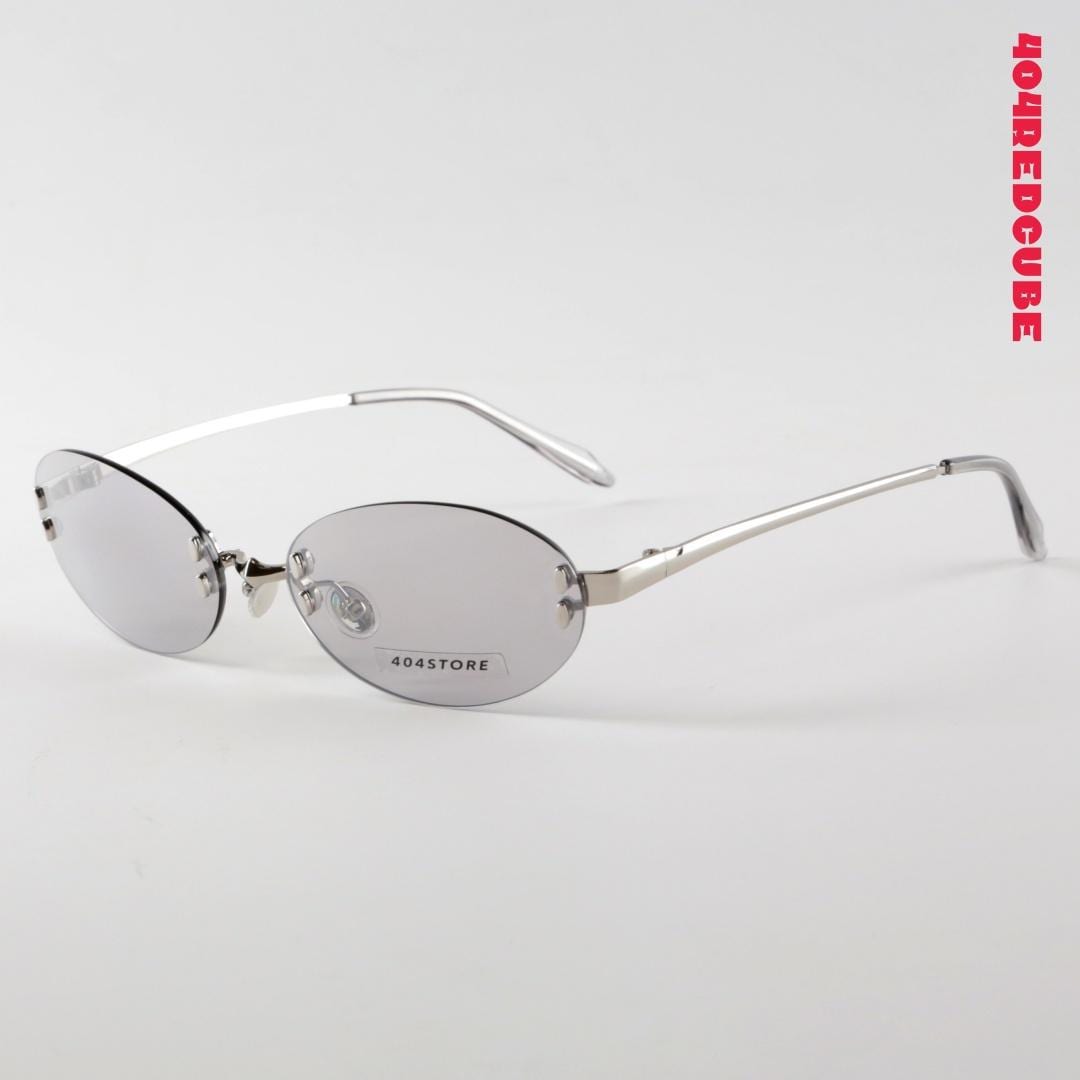 Office Siren Sunglasses Silver Gold Rimless Oval Frames 