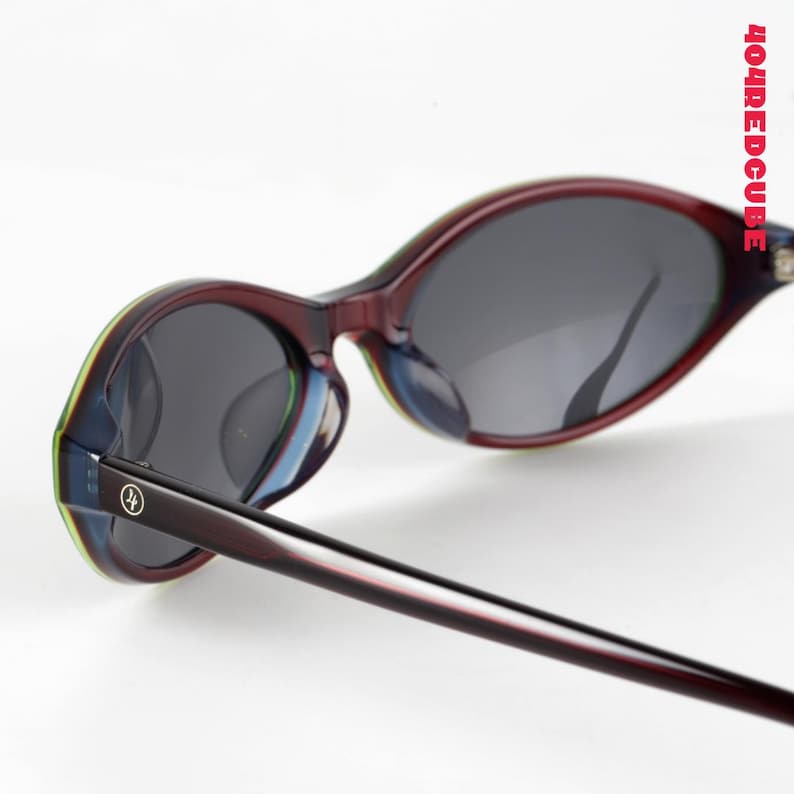 Retro Y2K Small Oval Cat Eye Sunglasses Vintage 90s Cyberpunk Grey Tinted Shades image 3