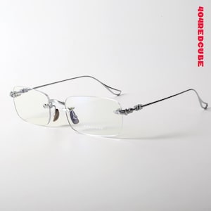 Ultralätta vintage titanbågar utan bågar Retro Academia metallbågar med klara linser