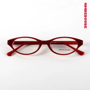 Kleine ovale bril uit de jaren 90 Rode retro intellectuele bril Minimale bordeauxrode kattenoogmonturen