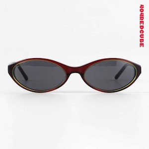 Retro Y2K Small Oval Cat Eye Sunglasses Vintage 90s Cyberpunk Grey Tinted Shades image 4