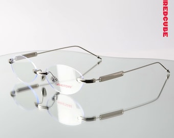 Y2K Randlose Oval Klare Linse Brille Minimalist Streetwear Sonnenbrillen