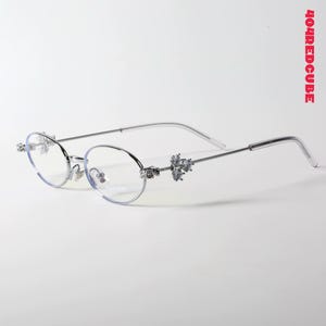 New Summer Y2K Snowflakes Crystal Embellished Vintage Metal Oval Glasses Baroque-Inspired Retro Coquette Preppy Gem Metal Frames