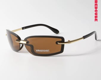 Retro Futuristic Vintage Shades Matrix Wraparound Sunglasses
