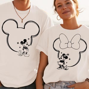 Mickeyy und Minnie Paare Shirt SVG PNG PDF-Datei, Magic Theme Park Urlaub benutzerdefinierte T-Shirt-Design, His & Hers TShirt Design, Mickey Ohren svg
