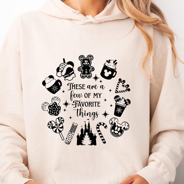 Christmas Theme Park Snacks Tshirt SVG, These Are A Few Of My Favorite Things Vacation Tee Design, Mickey Snacks Festive Shirt, MVMCP SVG