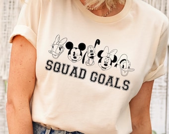 Archivo de diseño de camiseta SVG de Squad Goals, archivo SVG de Mickey y sus amigos para Cricut, SVG de Squad Goals Letterman, sublimación, planchado