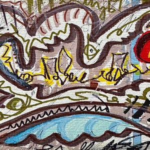 Pintura con marcadores de alcohol sobre papel de la letra georgiana L (Ლ) del autor original