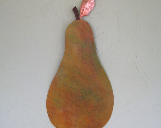 Metal Kitchen Art Pear Upcycled Metal Wall Decor Etsy