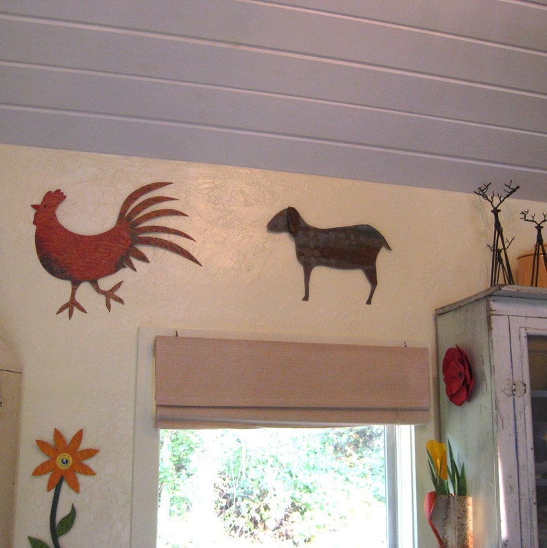 Metal Wall Art Goat Sculpture Folk Art Farm Animal Recycled Etsy