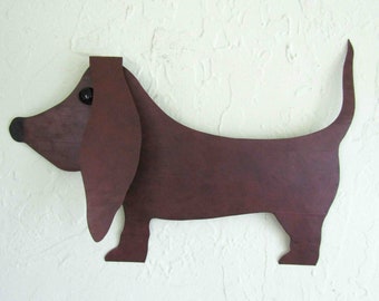 Bassett Hound recycled metal wall sculpture 11 x 16 dog animal pet art ready to ship