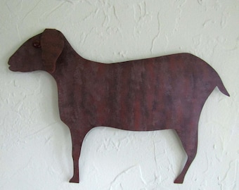 Metal Wall Art Goat Sculpture Folk Art Farm Animal  Recycled Metal Wall Sculpture  Wall Hanging Rustic Goat 11 x 15 ready to ship