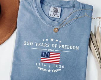 America 250th Anniversary Shirt Comfort Colors Patriotic USA Flag Tee Retro 4th of July Shirt Vintage Independence Day Graphic Tee