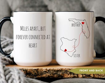 Personalized Long Distance Friendship Mug: Custom Map Besties Gift