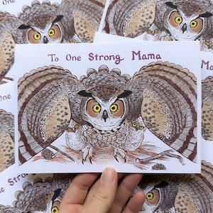 Protective Mother Owl - Mother&#39;s Day Card 5 x 7