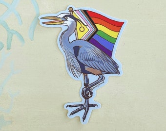 Pride Great Blue Heron Sticker