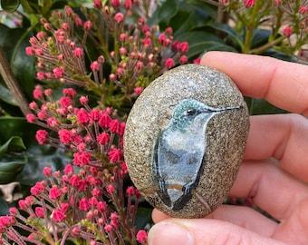 Ruby-throated Hummingbird - OAK Rock Painting