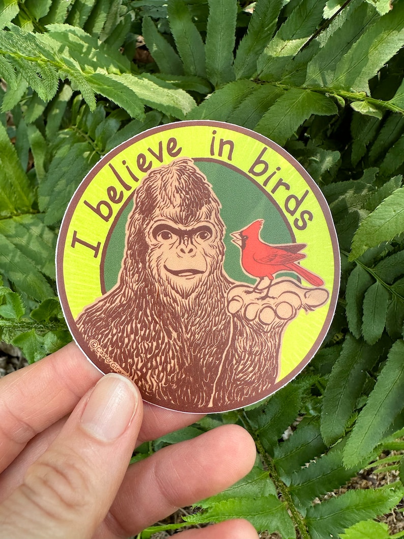 I Believe in Birds Bigfoot & Bird 3 Circle Sticker image 1