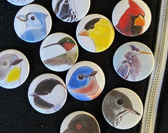 Bird Portrait Pins 1.5 inches