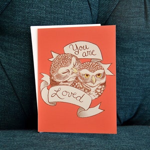 A2 Card - Burrowing Owls say "You Are Loved"