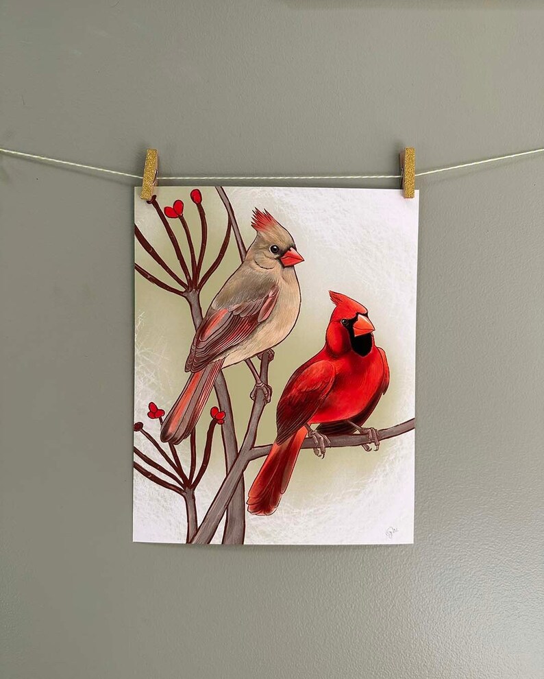 Northern Cardinal Pair Print image 1