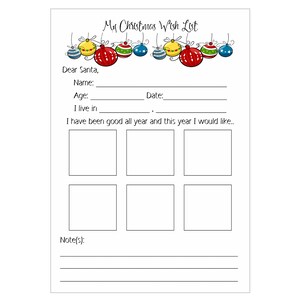 Meine Weihnachtswunschliste PDF zum Ausdrucken - einfaches Ausschneiden und Einfügen Design für Kleinkinder (Instant Download)