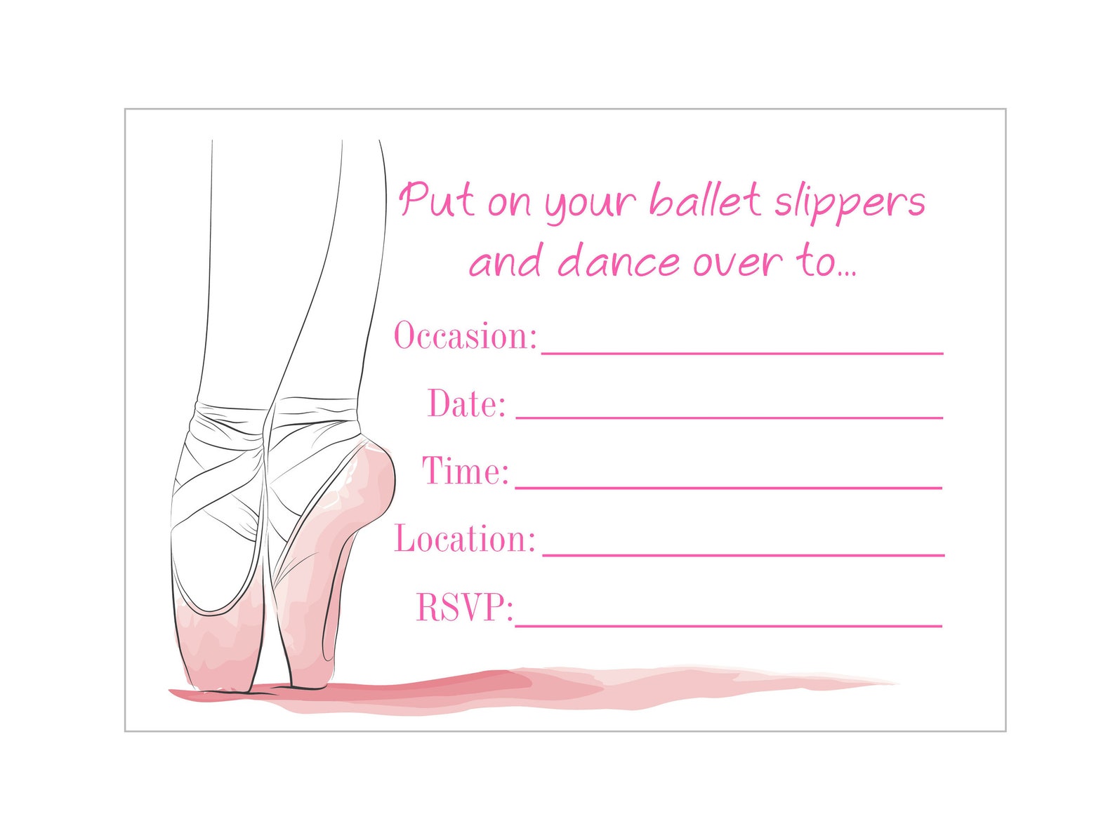 ballet birthday invitation fill in