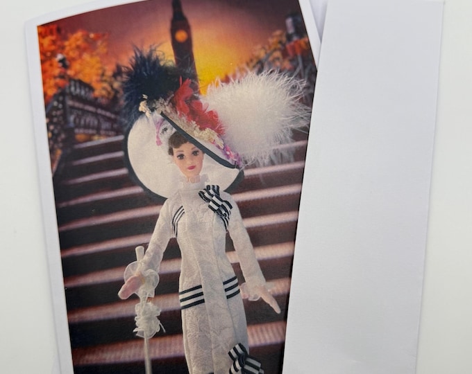 New Barbie as My Fair Lady Audrey Hepburn Greeting Card 5"x7" w/Envelope