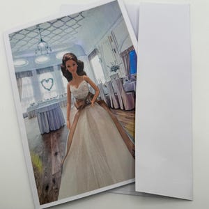 New Barbie as Monique Lhuillier Bride Greeting Card 5&quot; by 7&quot; w/Envelope