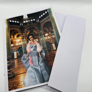Nuovo di zecca Elizabeth Taylor Barbie in un abito glamour biglietto di auguri 5"x7" con busta