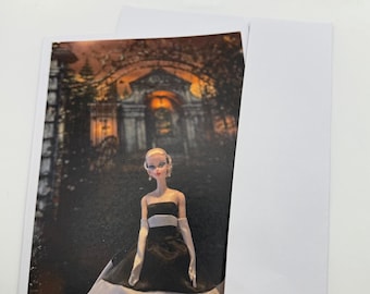 New Barbie at a Halloween Haunted Mansion Greeting Card 5"x7" w/Envelope