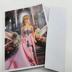 New Barbie in a Pink Gown Greeting Card 5&quot; by 7&quot; w/Envelope