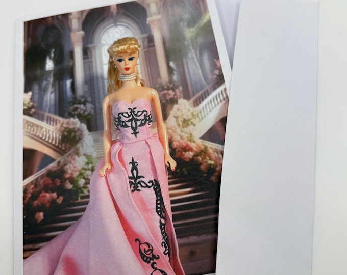 New Barbie in a Pink Gown Greeting Card 5" by 7" w/Envelope