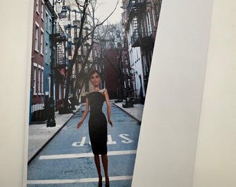New Barbie as Audrey Hepburn in Breakfast at Tiffany New York City Greeting Card 5"x7" w/Envelope