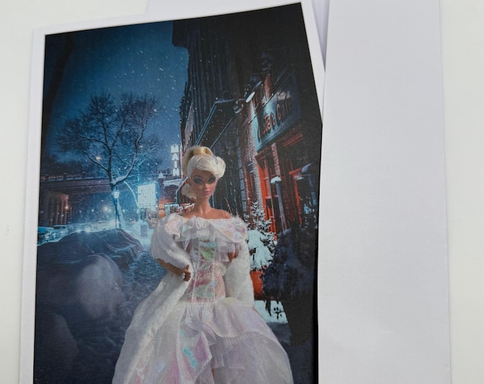 New Barbie in a Winter Fantasy Land Greeting Card 5" by 7" w/Envelope