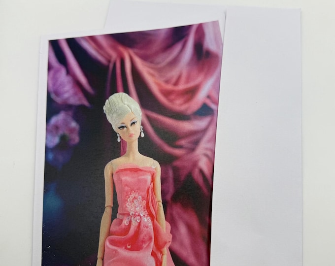 New Silkstone Barbie in a Pink Glam Gown Greeting Card 5"x7" w/Envelope