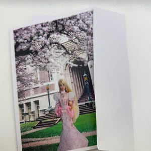 New Barbie Underneath a Cherry Blossom Tree Greeting Card 5&quot;x7&quot; w/Envelope