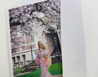 New Barbie Underneath a Cherry Blossom Tree Greeting Card 5"x7" w/Envelope