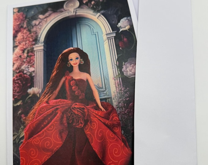 New Barbie in a Radiant Rose Dress Greeting Card 5" by 7" w/Envelope