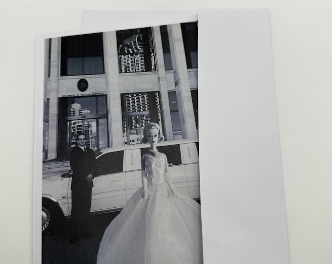 New Barbie in a Black and White Photo Greeting Card 5"x7" w/Envelope