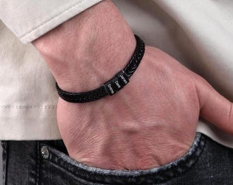 Personalized Dad Bracelet: Engraved Stainless Steel Name Bracelet