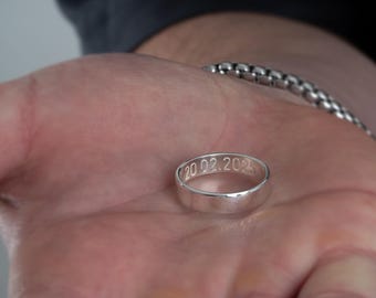 Couples Hidden Engraving Ring Set:  Personalized Matching Bands with Inner Message • Anniversary Jewelry