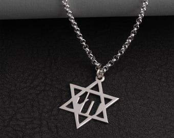 Men’s Star of David Necklace with Chai Symbol • Jewish Faith Pendant