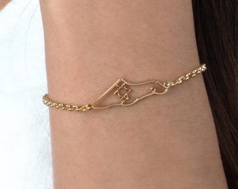 Israel Map & Star of David Bracelet • Jewish Heritage Jewelry