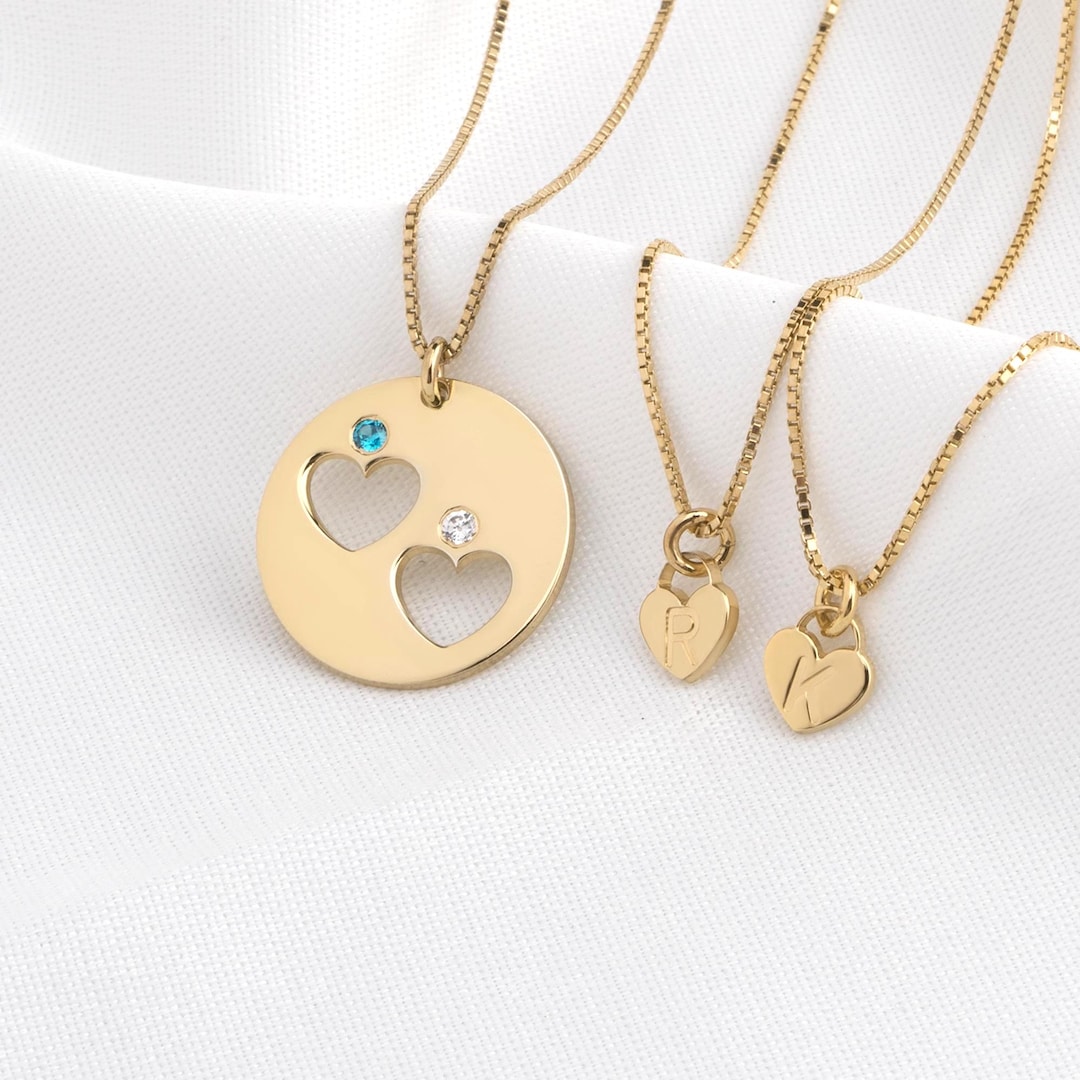 Birthstone Motherdaughter Necklace Set Sterling Silver Heart Pendant — free download